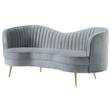 Sophia Upholstered Channel Tufted Sofa Set Grey