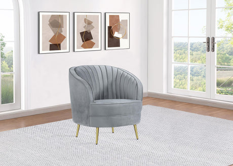 Coaster Sophia Upholstered Channel Tufted Barrel Accent Chair Grey