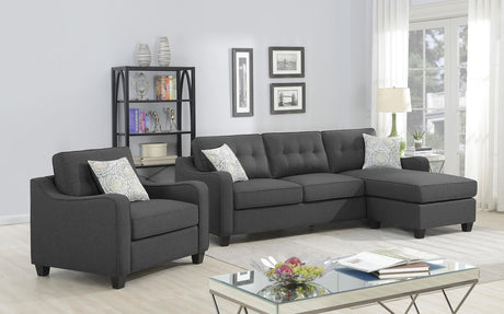 Coaster Upholstered Reversible Sectional Sofa and Chair Set Dark Grey
