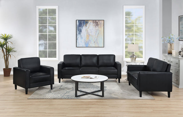 Coaster Ruth 3-piece Upholstered Track Arm Sofa Set Black