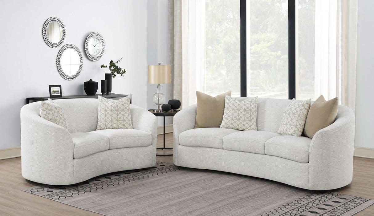 Coaster Rainn 2-piece Boucle Upholstered Sloped Arm Sofa Set Latte