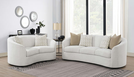 Coaster Rainn 2-piece Boucle Upholstered Sloped Arm Sofa Set Latte