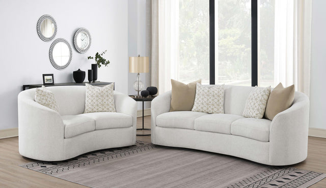 Coaster Rainn 2-piece Boucle Upholstered Sloped Arm Sofa Set Latte