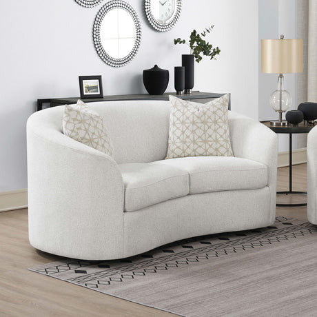 Coaster Rainn Boucle Upholstered Sloped Arm Loveseat Latte