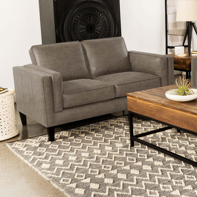 Coaster Locke Upholstered Track Arm Loveseat Vintage Brown