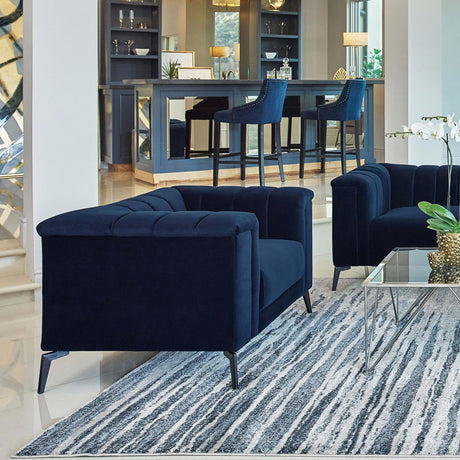 Coaster Chalet Upholstered Tuxedo Arm Tufted Chair Blue