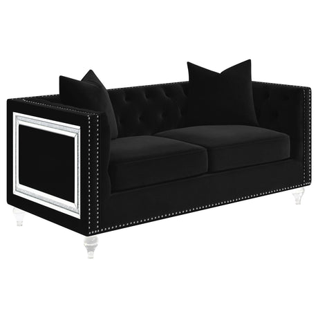 Coaster Delilah Upholstered Tufted Tuxedo Arm Loveseat Black
