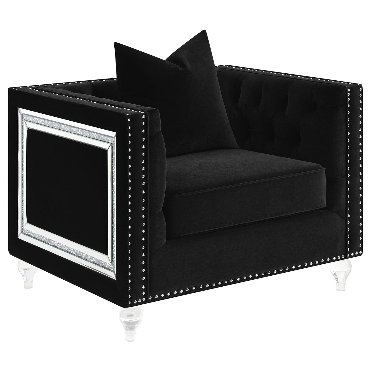 Coaster Delilah Upholstered Tufted Tuxedo Arm Accent Chair Black
