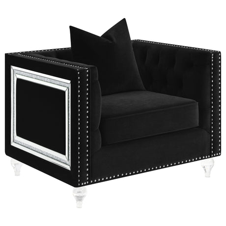 Coaster Delilah Upholstered Tufted Tuxedo Arm Accent Chair Black