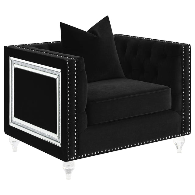 Coaster Delilah Upholstered Tufted Tuxedo Arm Accent Chair Black