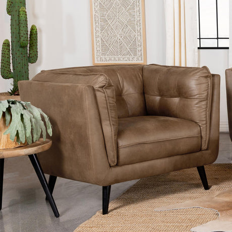 Coaster Thatcher Upholstered Tuxedo Arm Tufted Accent Chair Brown