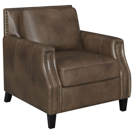 Coaster Leaton Upholstered Recessed Arm Accent Chair Brown Sugar