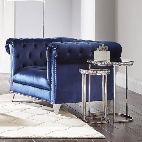 Coaster Bleker Upholstered Tuxedo Arm Tufted Accent Chair Blue