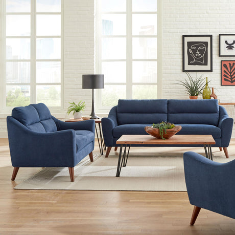 Coaster Gano 2-piece Upholstered Sloped Arm Sofa Set Navy Blue