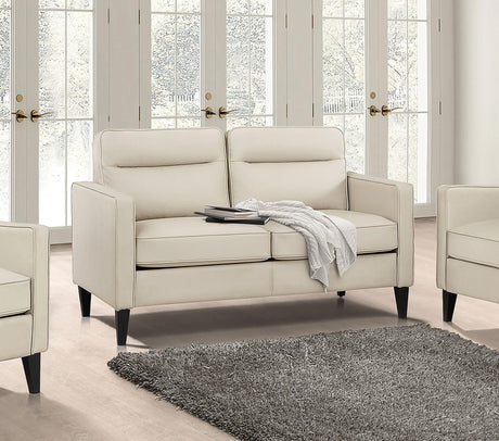 Coaster Jonah Upholstered Track Arm Loveseat Ivory