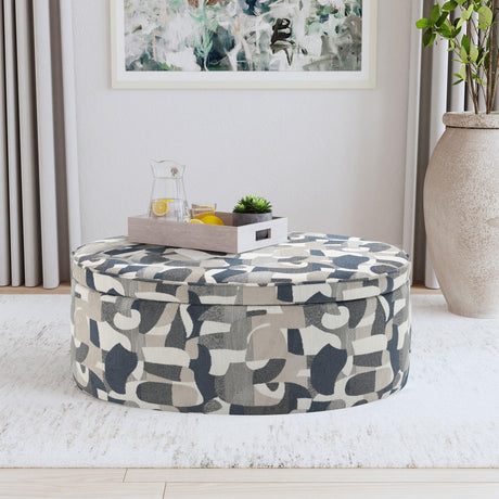 Coaster Tomkins Oval Upholstered Storage Ottoman Indigo Blue