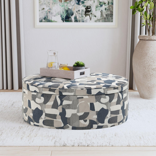 Coaster Tomkins Oval Upholstered Storage Ottoman Indigo Blue