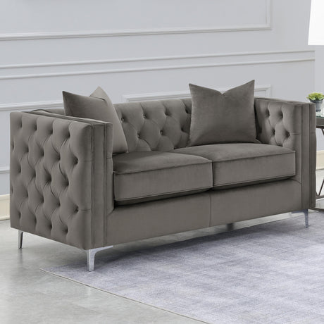 Coaster Phoebe Upholstered Tuxedo Arm Tufted Loveseat Urban Bronze