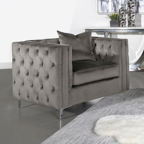 Coaster Phoebe Upholstered Tuxedo Arm Tufted Chair Urban Bronze