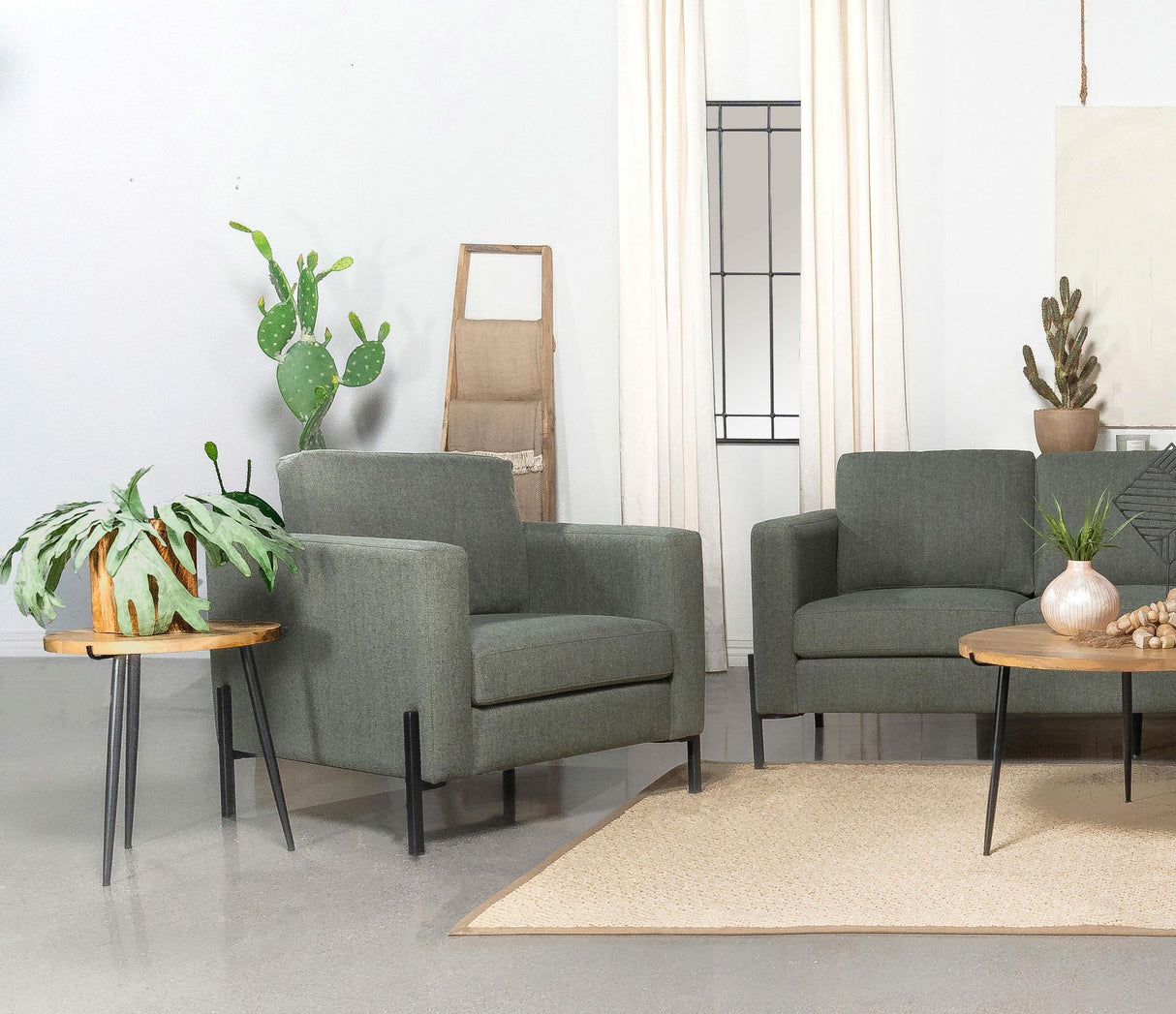 Coaster Tilly Upholstered Track Arm Accent Chair Sage