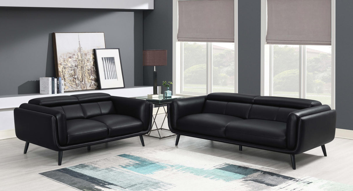 Coaster Shania 2-piece Upholstered Low Back Sofa Set Black