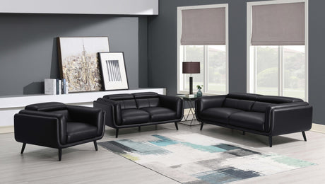 Coaster Shania 3-piece Upholstered Low Back Sofa Set Black