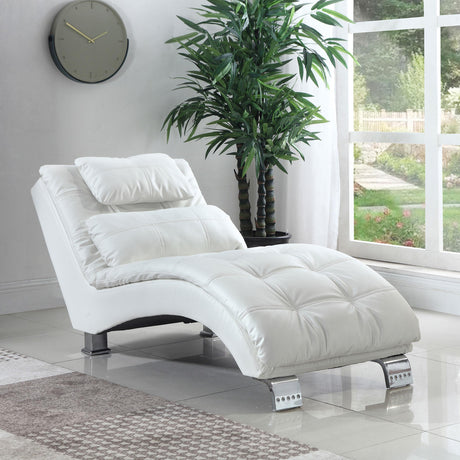 Coaster Dilleston Faux Leather Upholstered Tufted Chaise White