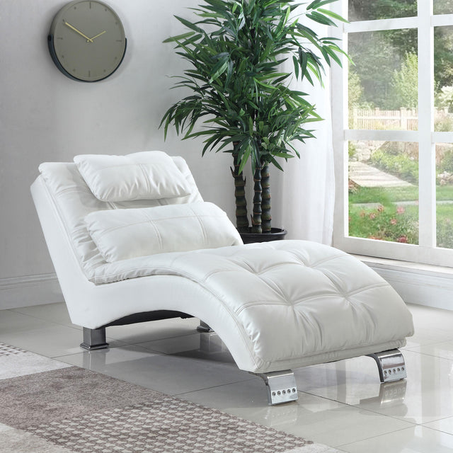 Coaster Dilleston Faux Leather Upholstered Tufted Chaise White