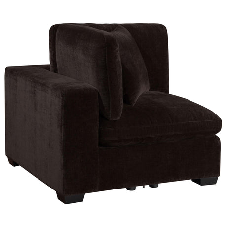 Coaster Lakeview Upholstered Corner Chair Dark Chocolate