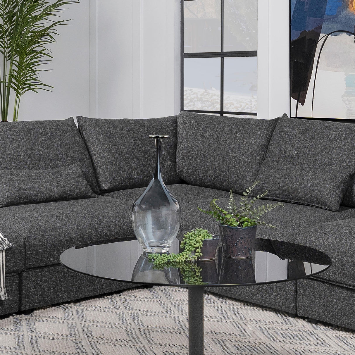 Coaster Sasha Upholstered Corner Chair Barely Black