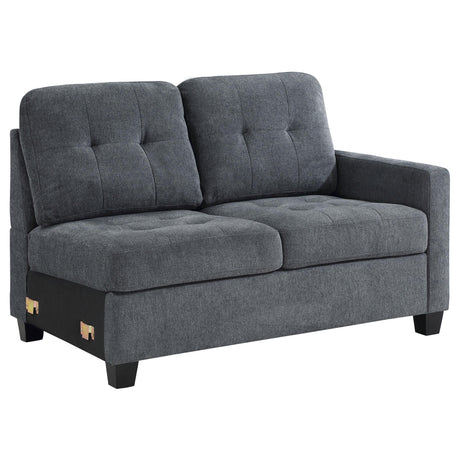 Coaster Georgina Upholstered RAF Loveseat Steel Grey