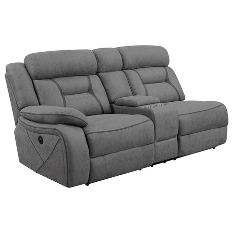 Coaster Higgins Upholstered LAF Power Loveseat Grey