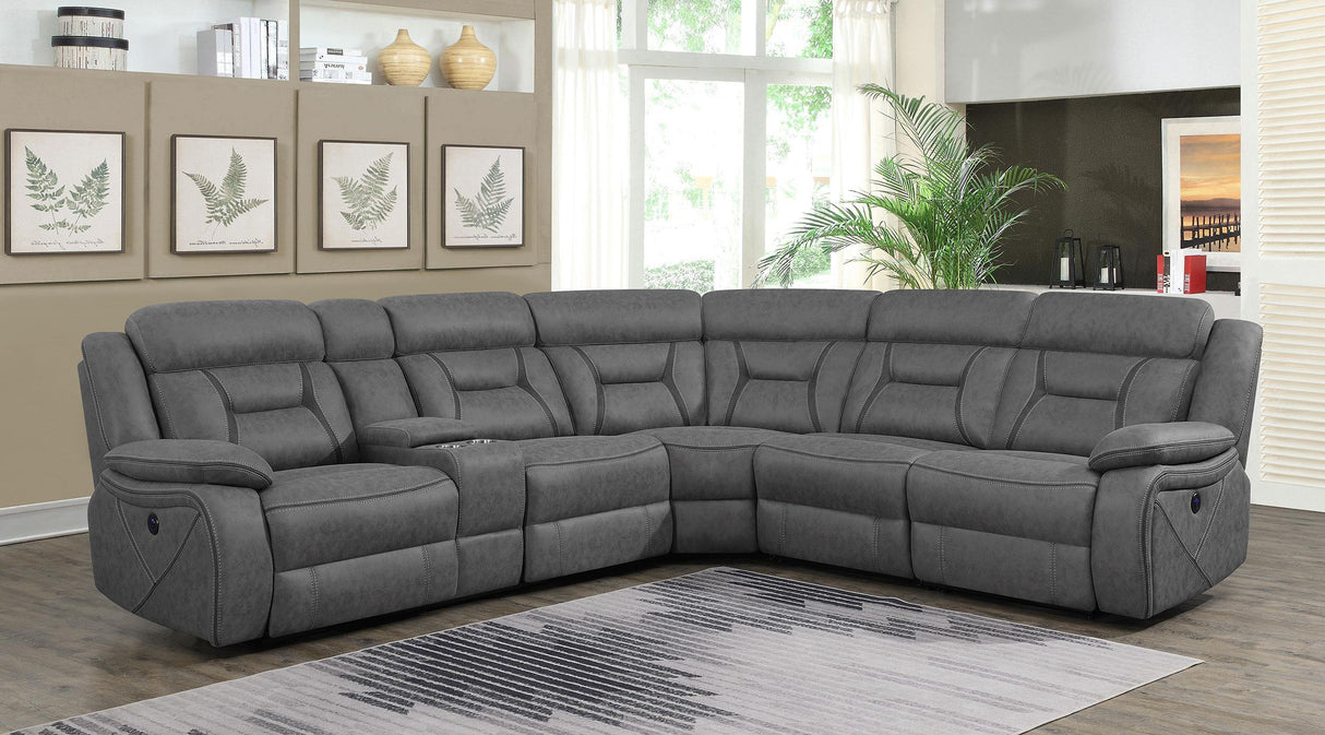 Coaster Higgins Upholstered Power Reclining Sectional Sofa Grey