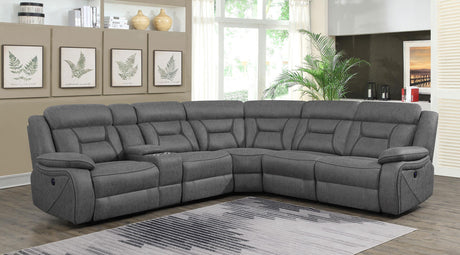 Coaster Higgins Upholstered Power Reclining Sectional Sofa Grey