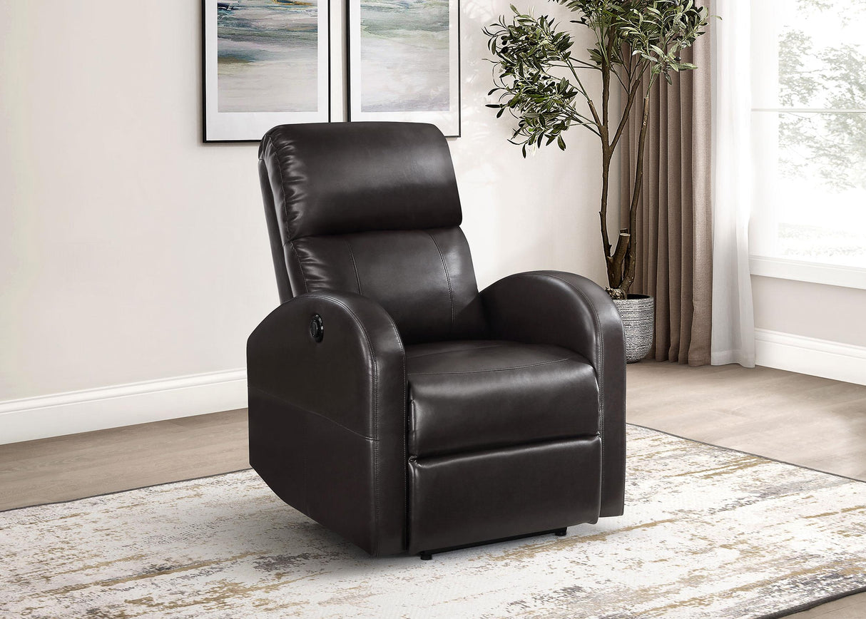 Coaster Grant Upholstered Power Recliner Chair Brown