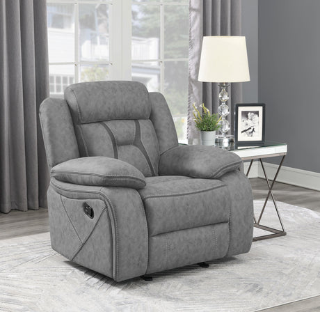 Coaster Higgins Upholstered Glider Recliner Chair Grey