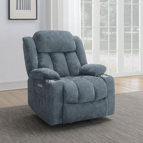 Coaster Houston Upholstered Power Lift Recliner Slate Blue