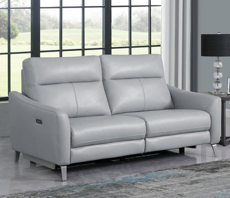 Coaster Derek Upholstered Power Reclining Sofa Light Grey