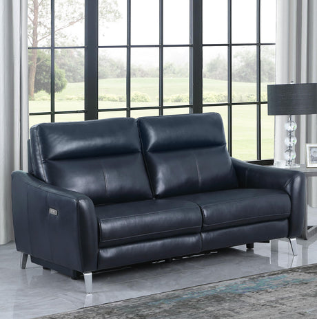 Coaster Derek Upholstered Power Reclining Sofa Blue