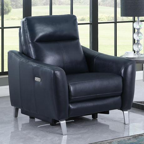 Coaster Derek Upholstered Power Recliner Blue