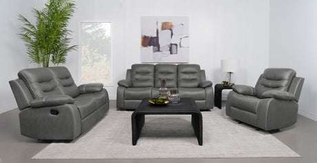 Coaster Nova 3-piece Upholstered Padded Arm Sofa Set Dark Grey