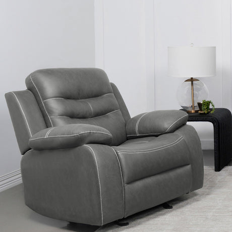 Coaster Nova Upholstered Padded Arm Glider Recliner Dark Grey