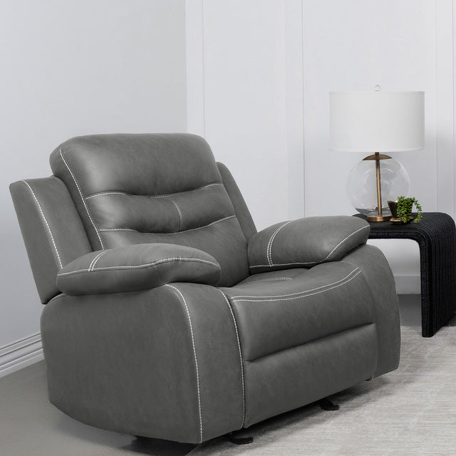 Coaster Nova Upholstered Padded Arm Glider Recliner Dark Grey