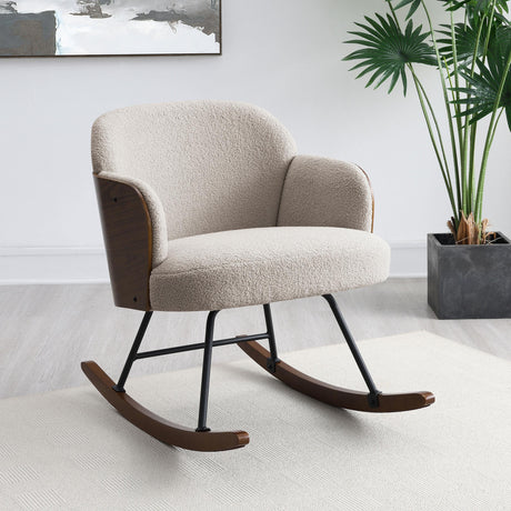 Coaster Paige Boucle Upholstered Mid Back Rocking Chair Beige