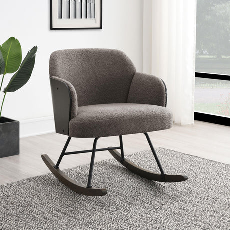 Coaster Paige Boucle Upholstered Mid Back Rocking Chair Taupe