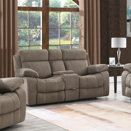 Coaster Myleene Glider Loveseat with Console Mocha