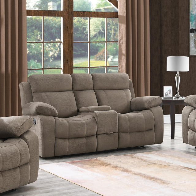 Coaster Myleene Glider Loveseat with Console Mocha
