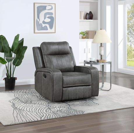 Coaster Raelynn Upholstered Track Arm Recliner Grey