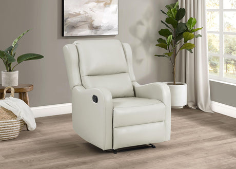 Coaster Kelsey Upholstered English Arm Recliner Chair Ivory