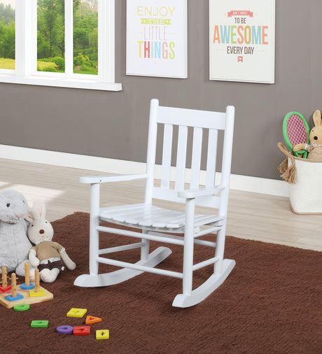 Coaster Annie Slat Back Solid Wood Kids Rocking Chair White